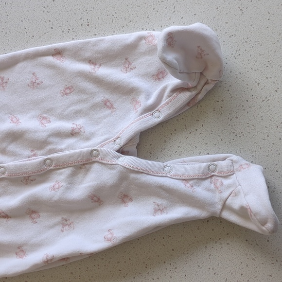 Ralph Lauren Baby Footie - white pink teddy bear print, snap closures - Picture 6 of 8